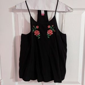 Embroidered black tank